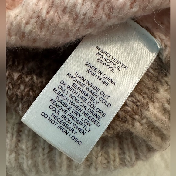 Frye and Co. Pink & Brown Ombre, Wool Blend, Cozy Knit Fringe Sweater Cardigan - Picture 9 of 14